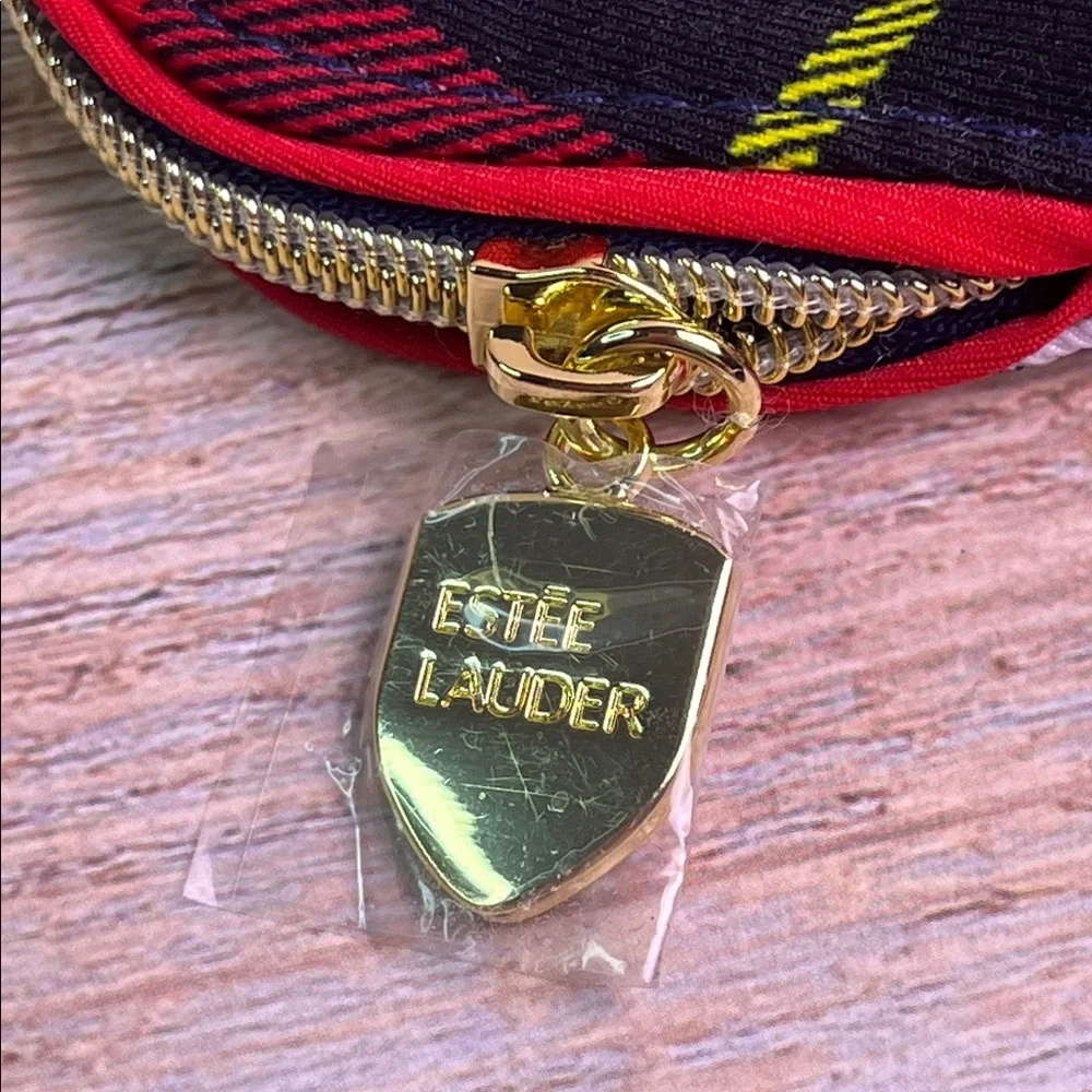 Estee Lauder Plaid Toiletry Bag - Red, Black, Yellow, Green- NWOT